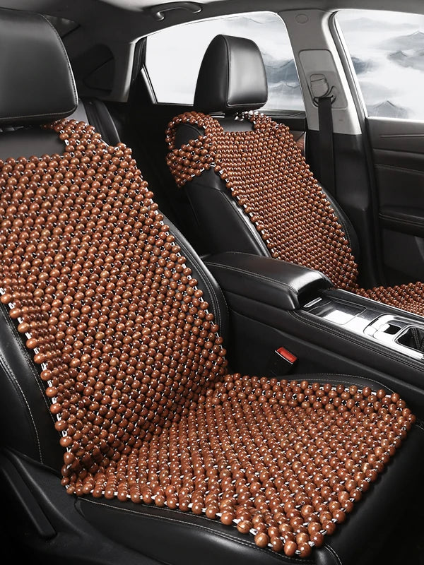 New Summer Handcrafted Beaded Wooden  Cushion Integrated Single Piece Car  Pad for Driver Universal Vehicle Mat