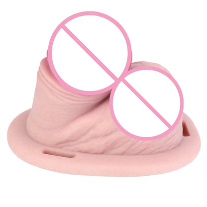 FRKO Real Skin Feel Silicone Male Chastity Cage Device Lock Bondage Belt Penis Sleeve Cock Restraint BDSM Erotic Sex Toys Men 18