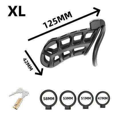 Male Chastity Cage Penis Lock Resin Chastity Breathable Cock Ring with 4 Rings Penis Fetish Restraint Sexy Adult Toys for Men
