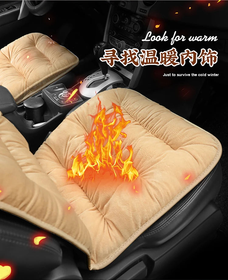 Plush Down Car Seat Cushion Winter Plush Single Seat Thickened Plush Winter Warm and Cold proof Five Seat Non shedding Hair