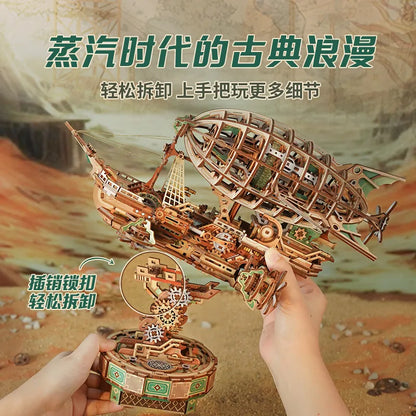 Tonecheer Sailing In Fog Wooden Puzzle Building Blocks Diorama Model Kit 3D Wooden Surprise Birthday Toy Dollhouse Decoration