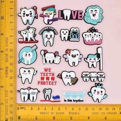 16-100pcs Series of Dental Care Shoe Charms For Sandals,Shoe Decoration Accessories Shoe Pins Great Gift For Men Women
