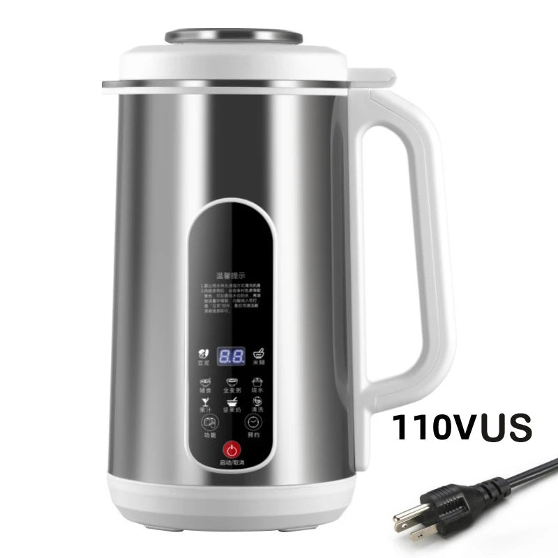 1.2L Soymilk Machine Stainless Steel Electric Milk Frother Multifunctional Large Capacity Household Blender