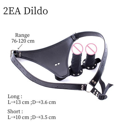 Erotic Bondage Harness Panties with No Vibration Silicone Dildo Vaginal Anal Plug for Women Intimate Strap-on Chastity Pants