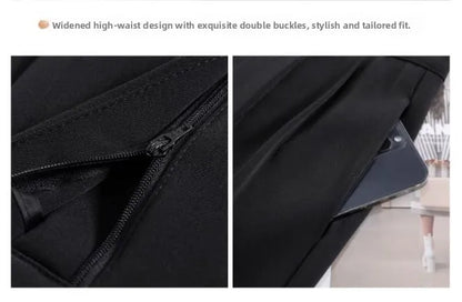 High Waist Straight Leg Suit Pants Women's Summer Thin Large Size Fat MM Hip Covering Slim Wide Leg Trousers Korean Style