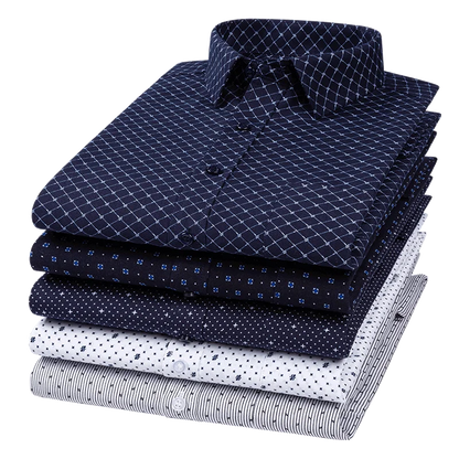 Men's Long Sleeve Casual Shirts Fashion Print Cotton Standard Fit Button Pocket Soft Shirts For Man Office Business Dress New