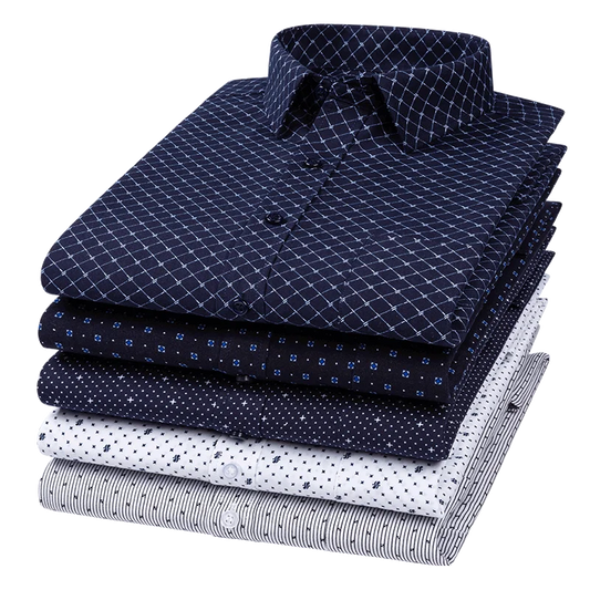 Men's Long Sleeve Casual Shirts Fashion Print Cotton Standard Fit Button Pocket Soft Shirts For Man Office Business Dress New