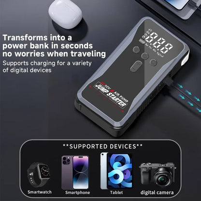 1500A Car Jump Starter Power Bank Portable 150PSI Air Pump Car Battery Emergency Boosters Starting Device Car Starter 2025