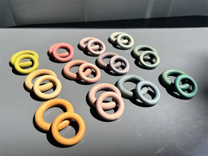 Kids Large Wood Building Rollers Pastel Blocks Stain Lime Stacking Cylinders Forest Trees Rings  Educational Creative Toys