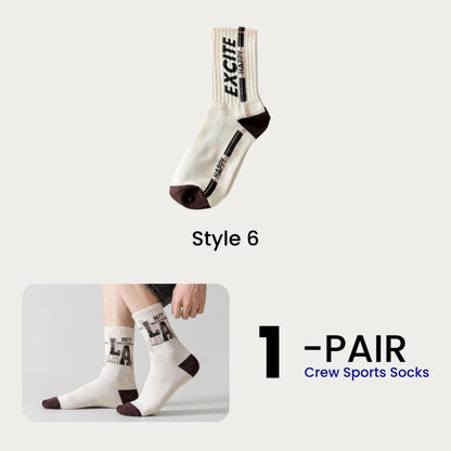 1/4/8 Pairs Men's Crew Socks Retro American Alphanumeric Print Basketball Sports Socks Graffiti Style Couple EU 37-44 US 6-12