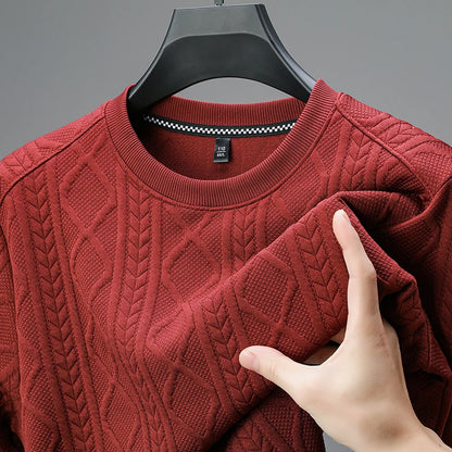 New Best-selling Fashion Men's Fried Dough Twists Shape Warm Top Long Sleeve Sweater Outdoor Office Round Neck