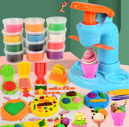 Play Dough Tools Slime Plasticine 3 in 1 Color Clay Cake Ice Cream Maker Noodle Machine DIY Mold Kit Kids Montessori Education