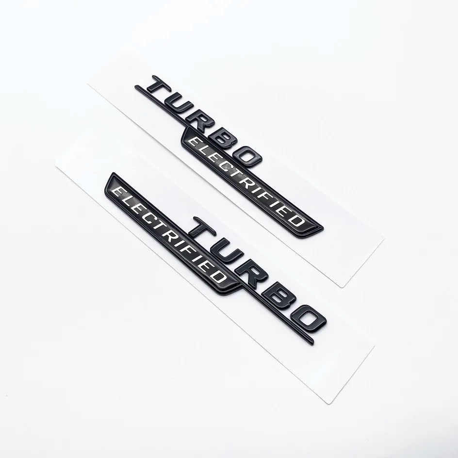 New Style TURBO ELECTRIFIED Letters Badge Car Tail Rear Trunk Tail Door Emblem Sticker For C43 Series