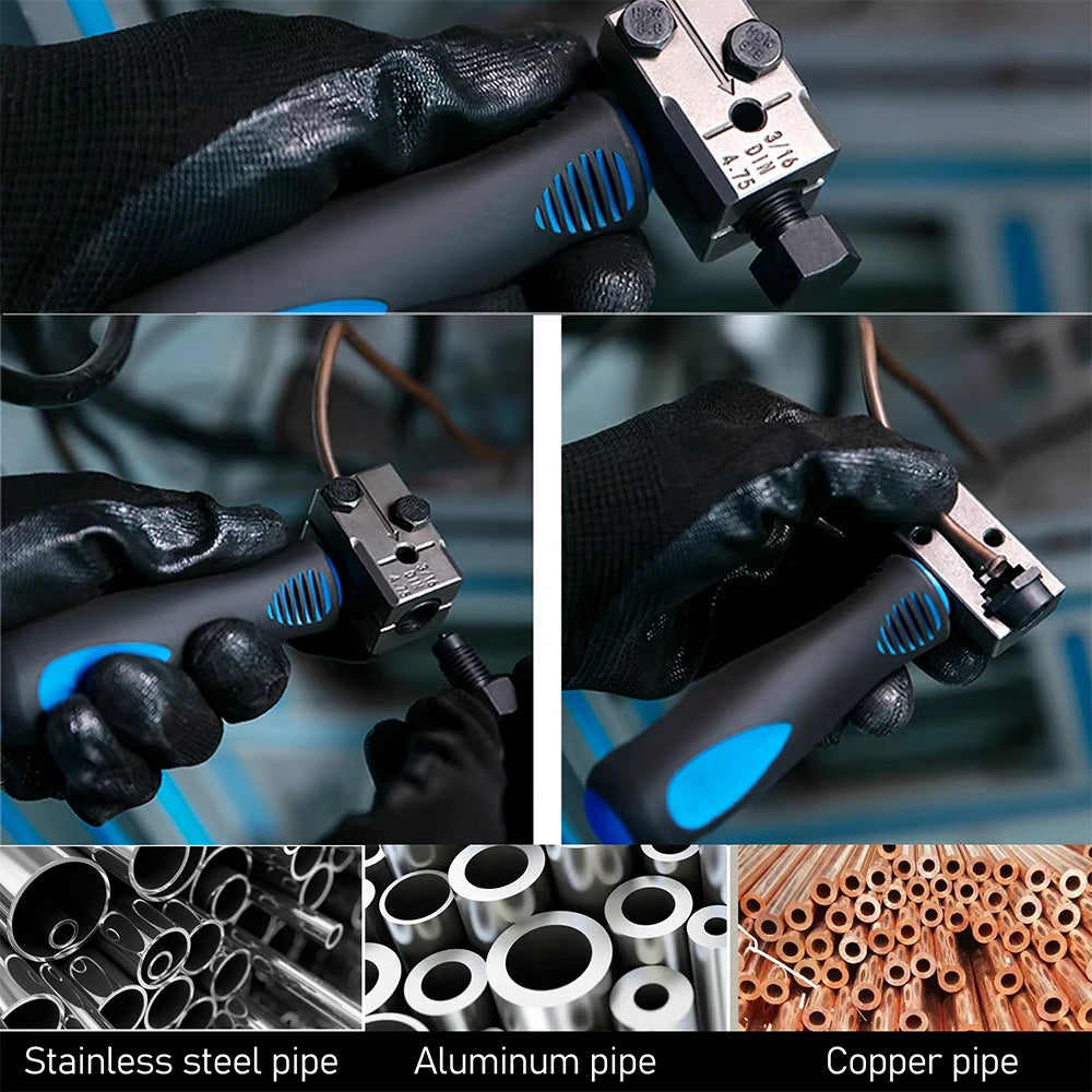 11PCS Brake Line Flaring Tool Kit Professional Double & Single Flare Tool for DIN SAE 4.75mm/6.35mm Brake Pipes