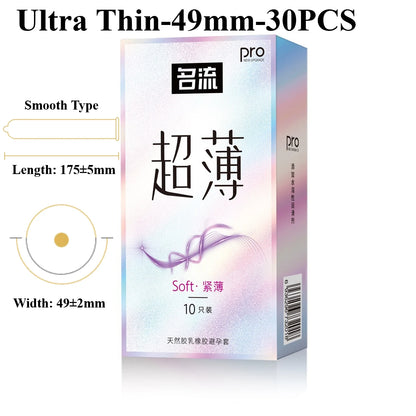 30PCS Small Condoms For Adult Sex 45/49mm Ultrathin 001 Penis Sleeve Sex Toys Hyaluronic Acid Condom Super Tight Cock Sleeve 18+