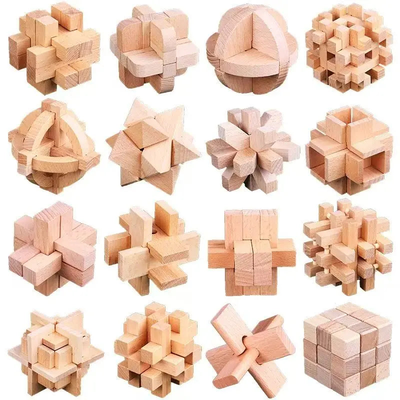 3PCS Set LuBan Lock Wooden Puzzle Brain Teaser IQ Test Toys Educational Mind Games For Adults Kids Unlock Interlock Game