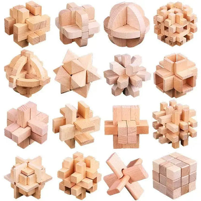 3PCS Set LuBan Lock Wooden Puzzle Brain Teaser IQ Test Toys Educational Mind Games For Adults Kids Unlock Interlock Game