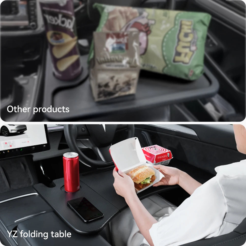 YZ Table Desk For Tesla Model 3 Y X S Highland Juniper 2021-2025 Car Steering Wheel Laptop Tray Food Desk Portable Office Table