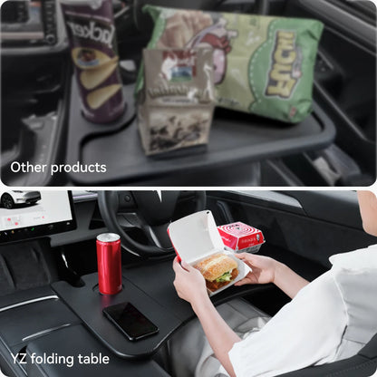 YZ Table Desk For Tesla Model 3 Y X S Highland Juniper 2021-2025 Car Steering Wheel Laptop Tray Food Desk Portable Office Table
