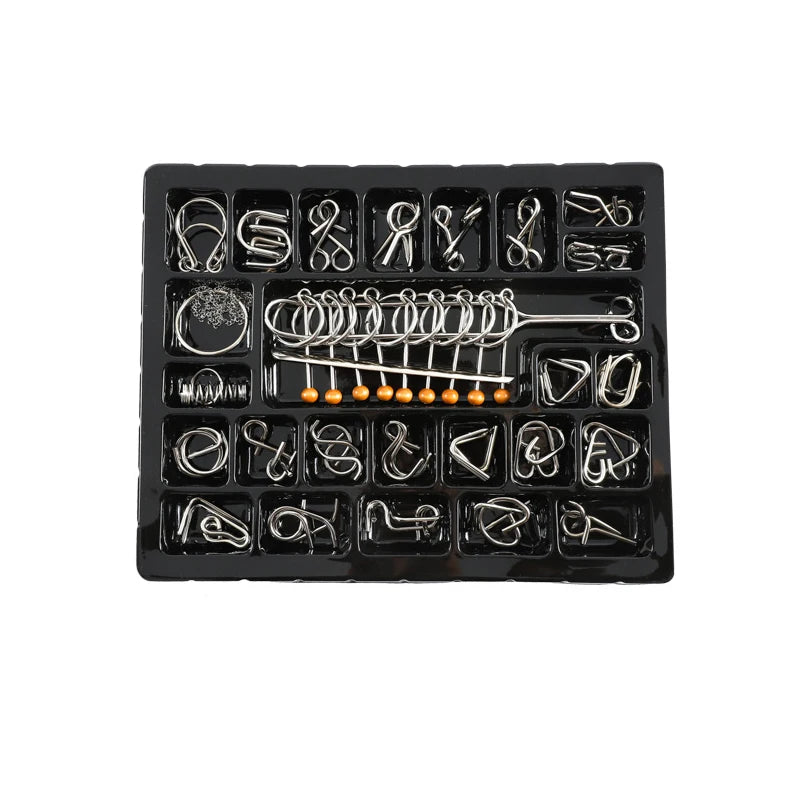 Metal Wire Puzzle Brain Teaser IQ Test Disentanglemen Iron Link Unlock Interlock Game Adults Kids Toys Solution Nine Ring