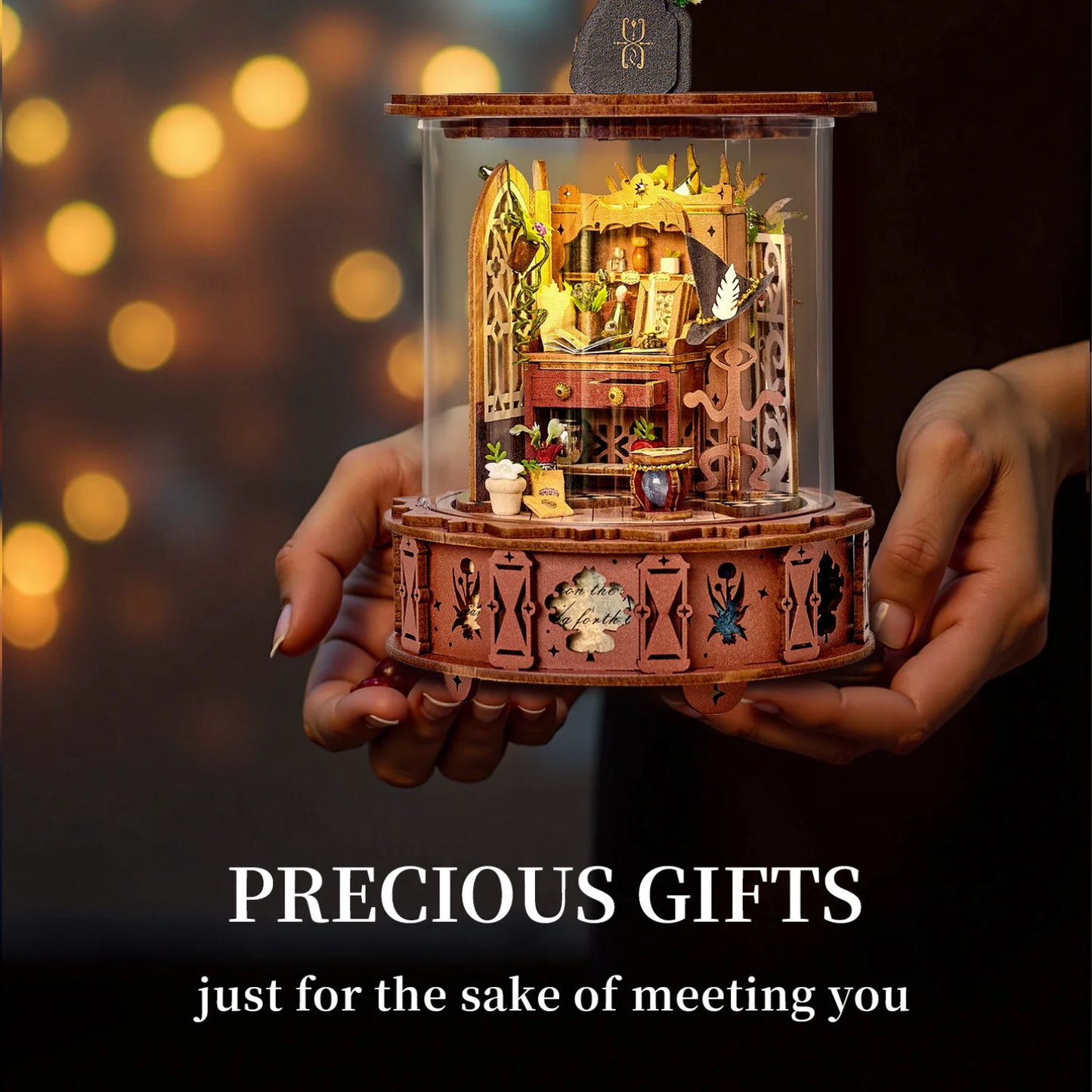 DIY 360° Doll House Magic Music Box Miniature Furniture 3D Assembly Dollhouse Cas Toys New Year Christmas  Birthday Gifts