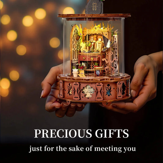 DIY 360° Doll House Magic Music Box Miniature Furniture 3D Assembly Dollhouse Cas Toys New Year Christmas  Birthday Gifts