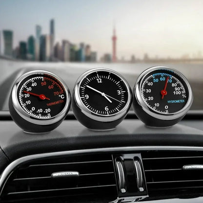 Mini Car Thermometer & Hygrometer, Creative Interior Ornament, Practical Beautiful Self-adhesive Decor, 1/2PCS Car Accessories