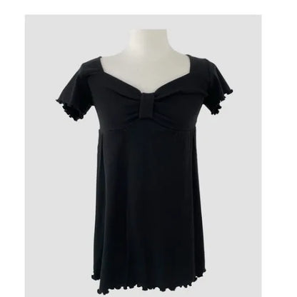 Chic Sweet Style White Bowknot Pleated Short Sleeve T Shirt Women Summer New Unique Top Korean Style Ladies Fashion