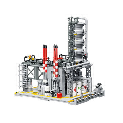 City Street View Building Blocks Natural Gas Storage Center Laboratory Transport Station 3 In 1 Assembly Model Bricks Adult Gift