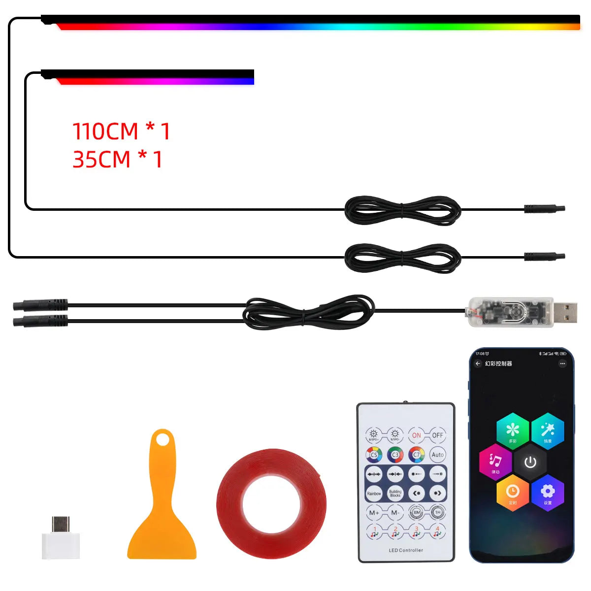 10 in 1 Car Interior Acrylic LED Ambient Lights For Tesla USB APP Remote Control RGB Symphony Atmosphere Lamp with Cigar Lighter