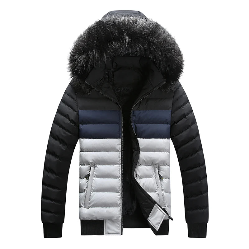 Male Winter Parkas Hooded Removable New Color Blocked Jacket Down Jacket Men High Quality Casual Thick Warm Down Jacket Coat