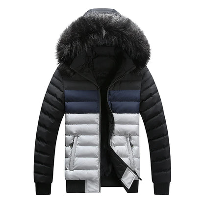 Male Winter Parkas Hooded Removable New Color Blocked Jacket Down Jacket Men High Quality Casual Thick Warm Down Jacket Coat