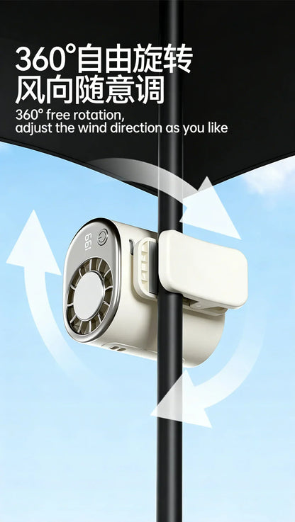 Car Clip On Fan Mini Portable Fan Outdoor Clip Umbrella Fan Waist Clip Electric Fan USB Rechargeable Desktop Cooling Fan Camping
