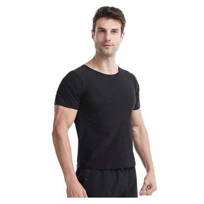 1pcs Men's Shapewear Men's Ftness Sweat Suit Shaping Large Size Vest Sports Abdominal Control Short-sleeved Corset Sauna Suit