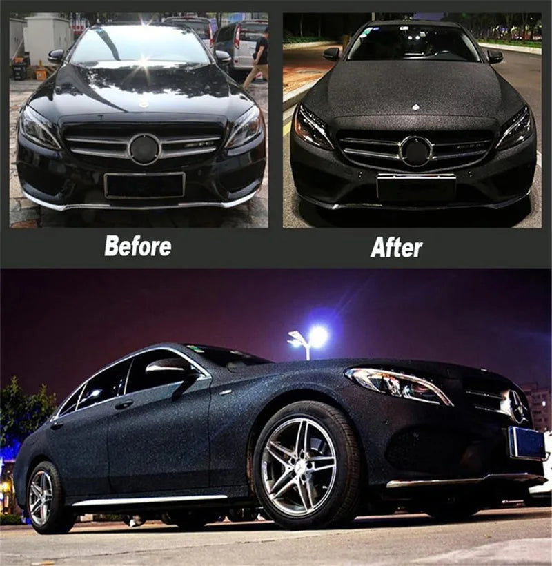 Matte Sparkle Frosted Sanding Glitter Black Vinyl Wrap Film Air Release Self Adhesive Decal Sticker Motorbike Car Wrapping