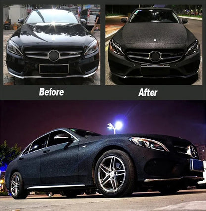 Matte Sparkle Frosted Sanding Glitter Black Vinyl Wrap Film Air Release Self Adhesive Decal Sticker Motorbike Car Wrapping