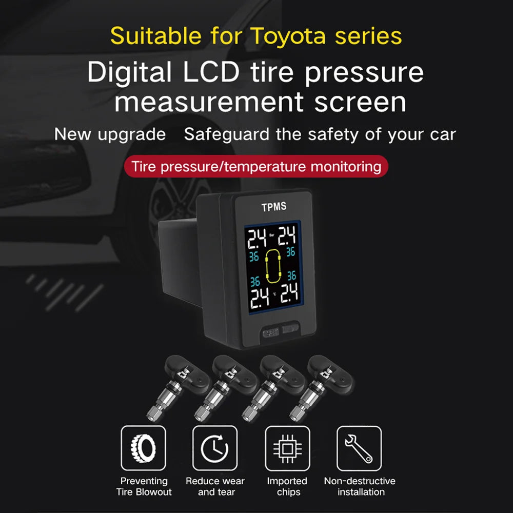 New Universal Accessories TPMS Suitable For Toyota series Digital LCD tire pressure Infineon chip Toyota tire pressure monitor