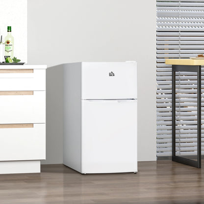 3.2 Cu.Ft Mini Fridge with Freezer, Double Door Compact Refrigerator with Adjustable Thermostat,, Energy Efficient, White