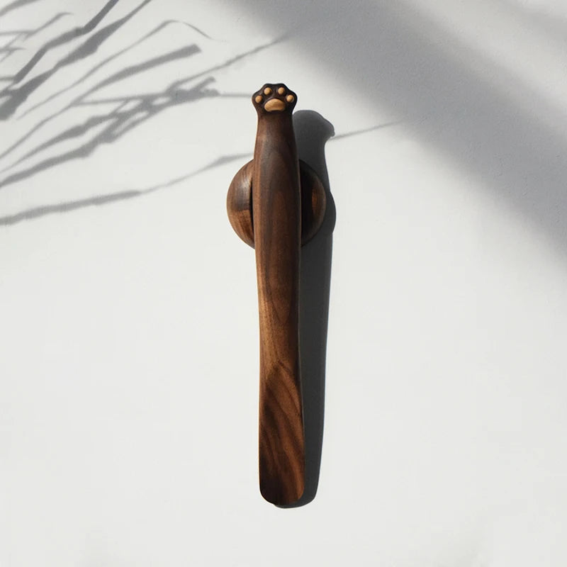 Cat Paw Black Walnut Wooden Cute Shoe Horn Professional Shoe Spoon Home Tools 35cm Flexible Handmade Shoehorn Useful Shoe Lifter
