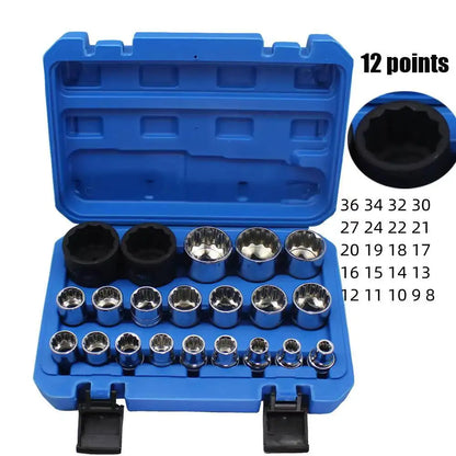 21 Pcs 1/2 Hexagon Torx Sockets Set Ratchet Wrench Tool 8-36mm Specification Socket Head Set Auto Repair Equipment