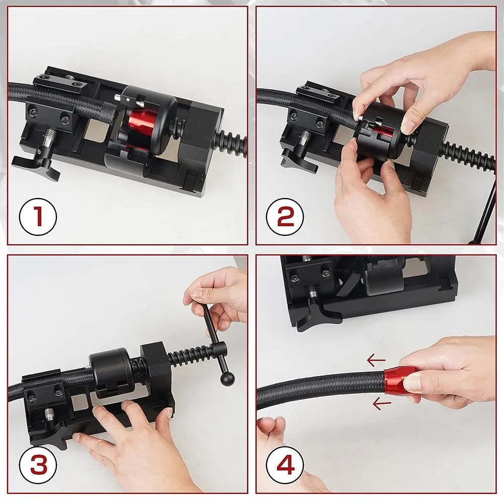 Fuel Line Fittings Installation Tool Kit, Aluminum Alloy Rotary Fuel Hose Connection Bracket For 4AN 6AN 8AN 10AN 12AN Connector