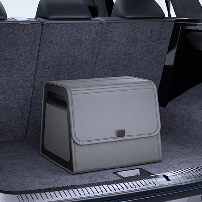 Car Trunk Organizer with 4-Point Magnetic Closure – PU Leather, Reinforced ABS Frame, Fits SUV, Sedan, and Home Use