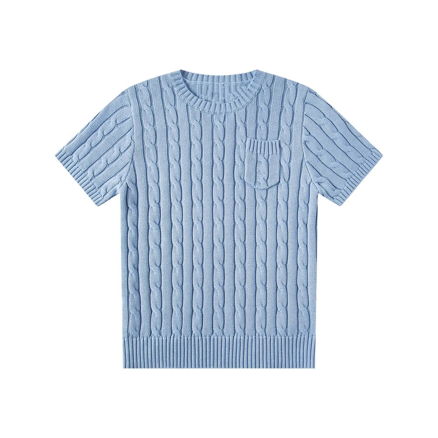 women's t-shirts and polos old money style Classic round neck Women's shirt embroidered chest pocket knitted short sleeved shirt