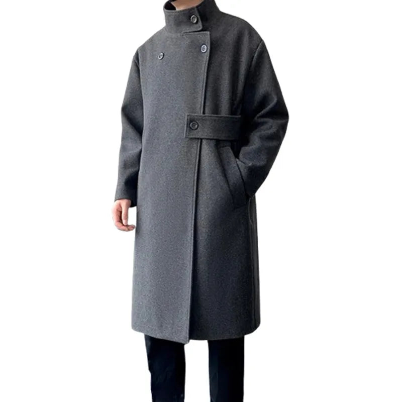 Men Long Trench Outwear Casual Woolen Coat Windbreaker Autumn Winter Fashion Woolen Coats