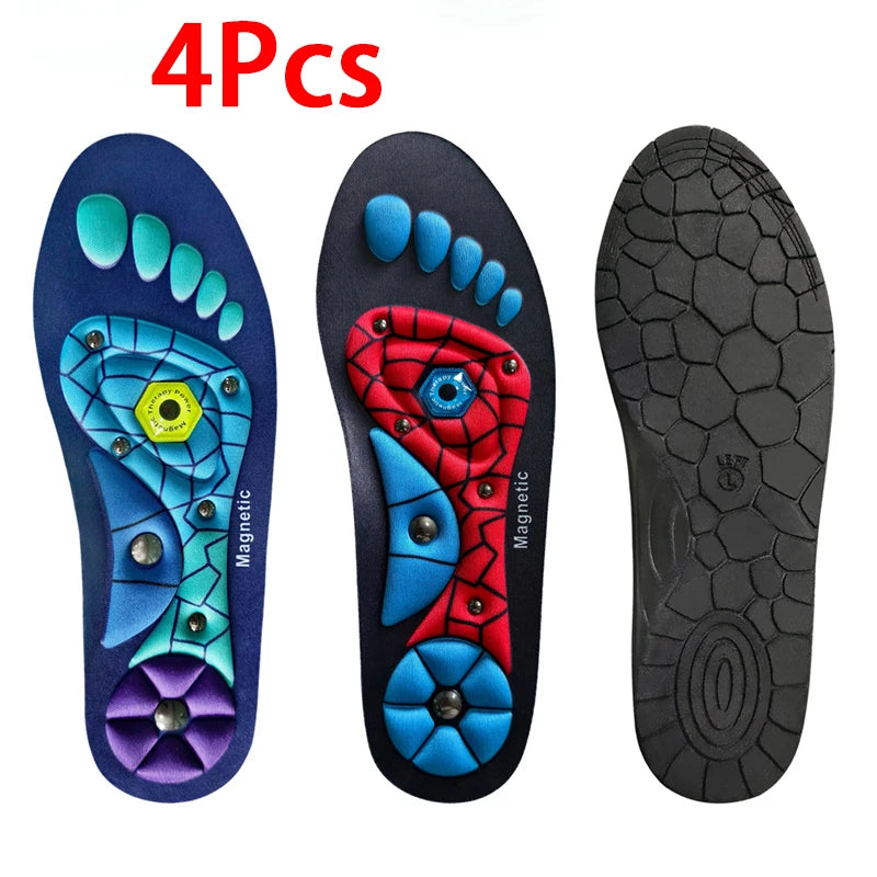 Plantar Acupoint Massage Insoles Men Women Magnetic Therapy Massage Insole Arch Support Orthopedic Shoe Pads 2Pcs/4Pcs