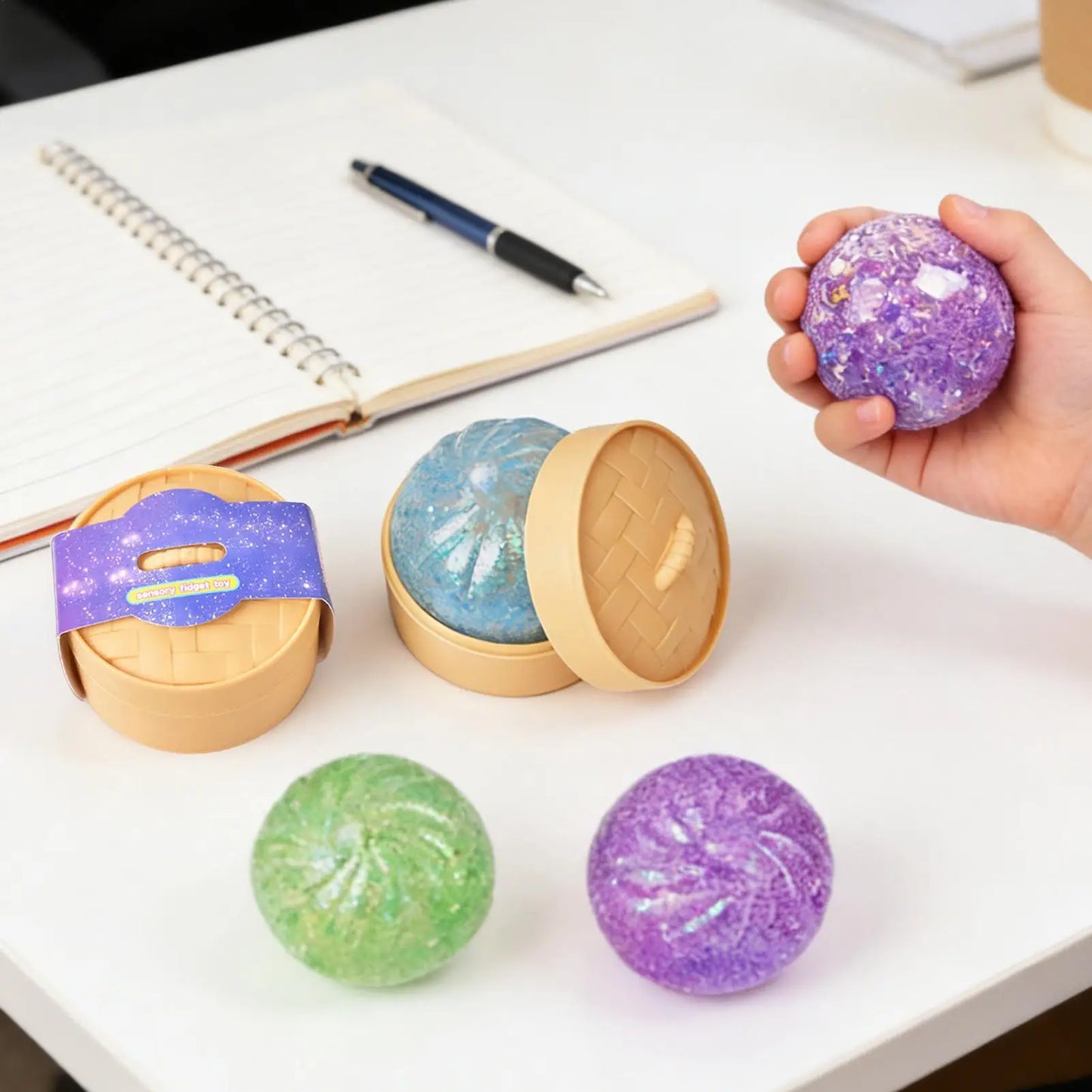 12pcs Small Colorful Dumpling Squishes Stress Balls Fidget Sensory Toys Simulation Food Squishies Bun Squeeze Dough Ball Gifts