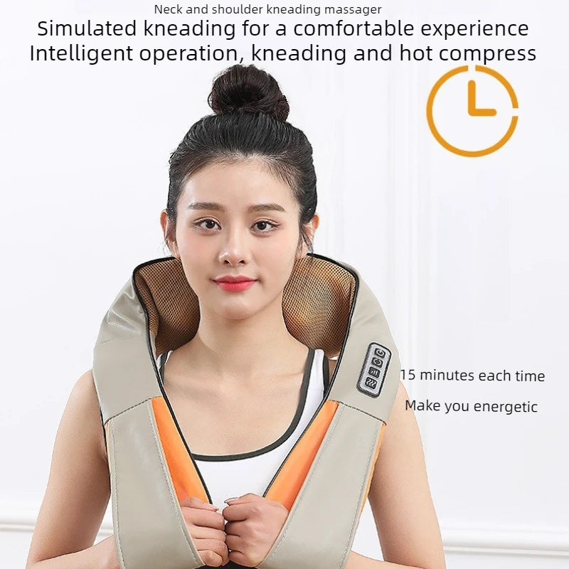 Car And Home Dual-Use Kneading Massage Shawl, Hot Compress Massager For Cervical Spine Massage, Gift Neck And Shoulder Massager