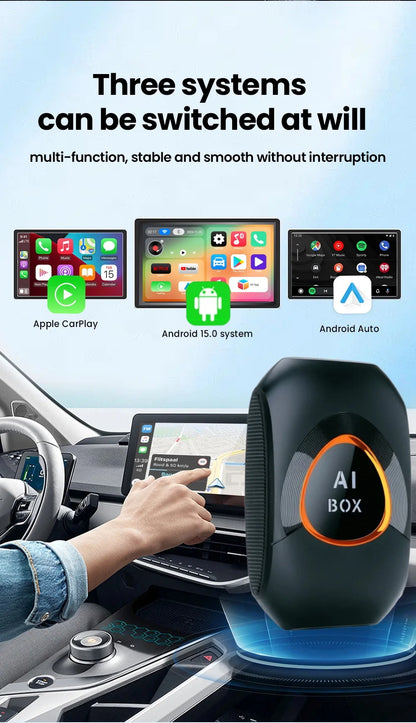 CarRocket Wireless CarPlay AI Box Plug And Play Android 15 Netflix YouTube Car Multimedia Video Box for Cars with Wired CarPlay