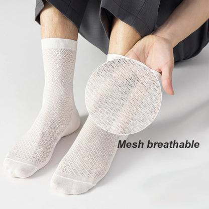 12Pairs Bamboo Fiber Socks Men Casual Business Mesh Breatheable Anti-Bacterial Comfortable High Quality Sock Male Size EU38-45