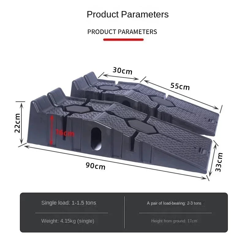 Reliable Black 2500KG Heavy Duty Car Ramps 900mm Long Antiskid Working Ramp Auto Oil Changing Repair Maintenance Jack Lift Tools